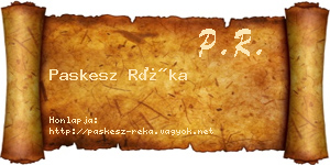Paskesz Réka névjegykártya